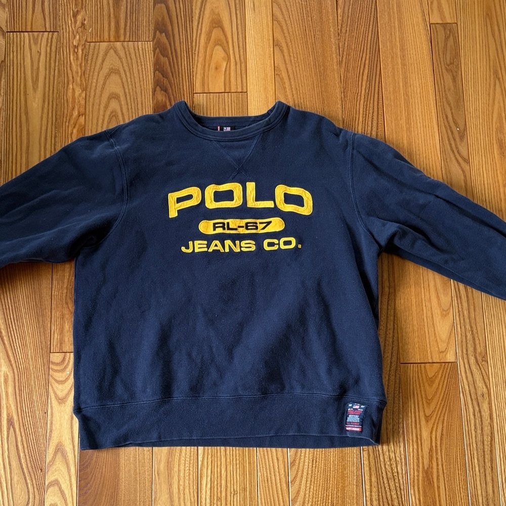 Polo Ralph Lauren Navy and Yellow Crewneck Sweater